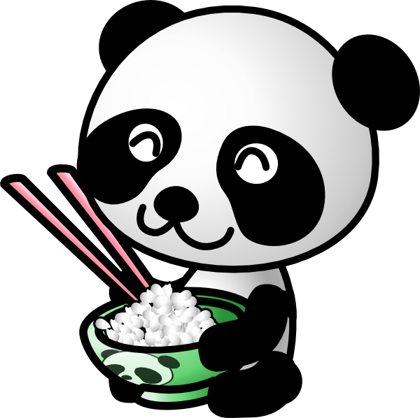 Panda eating rice