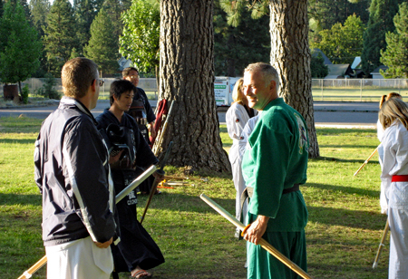 Dr. Norman Link and Master Brian Wright enjoy morning Kumdo training