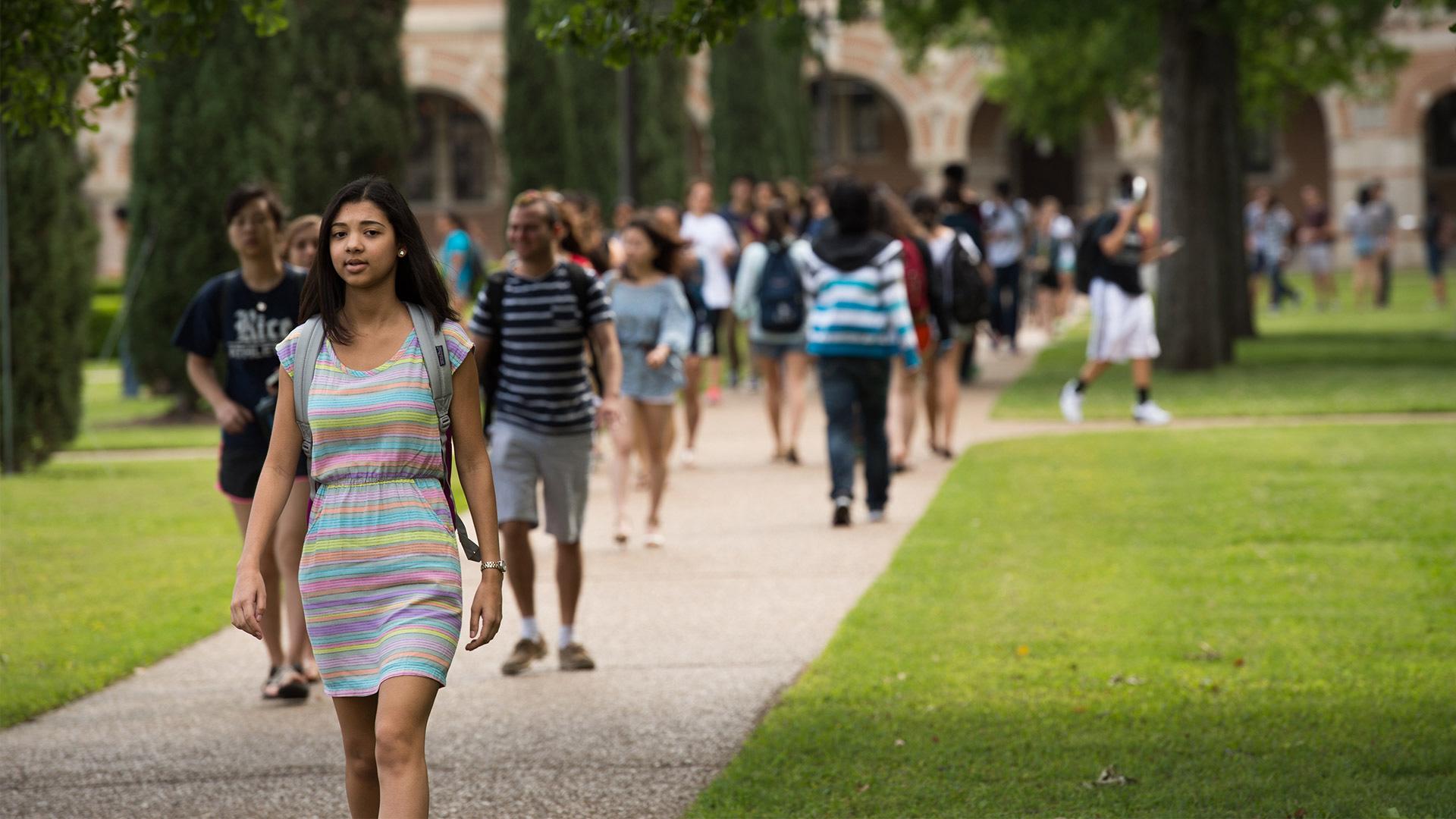 Students walking on campus